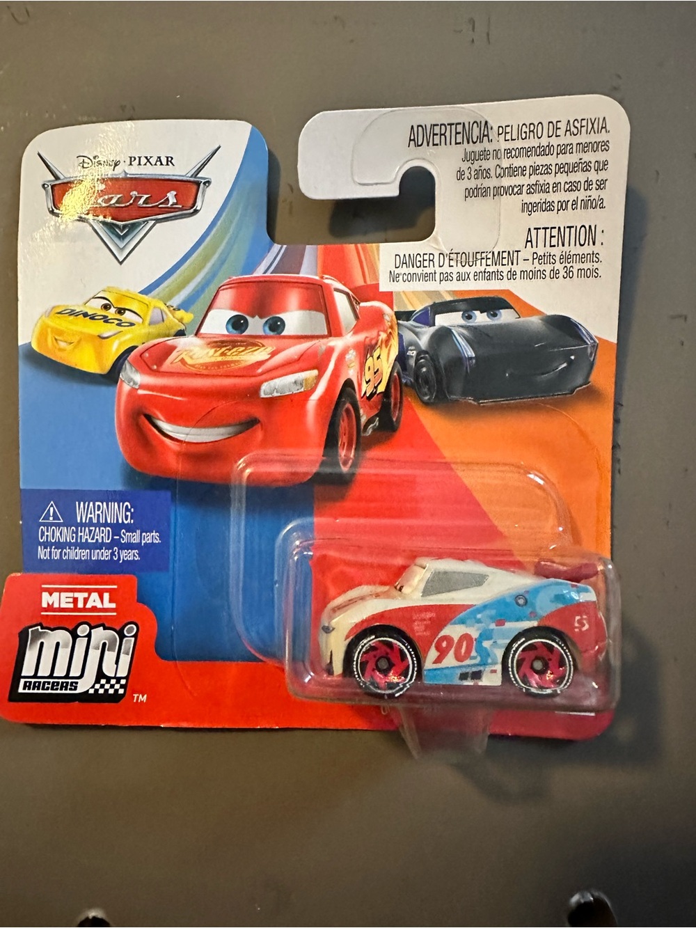 Mattel Disney Pixar Cars Mini Racers #90 White, Blue & Red Die-Cast Car